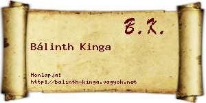 Bálinth Kinga névjegykártya