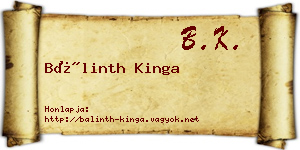 Bálinth Kinga névjegykártya